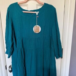 Umgee Teal 3/4 length sleeve Dress